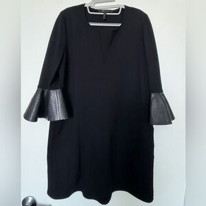 BCBGMaxAzria Black Dress with Leather Flared Sleeves